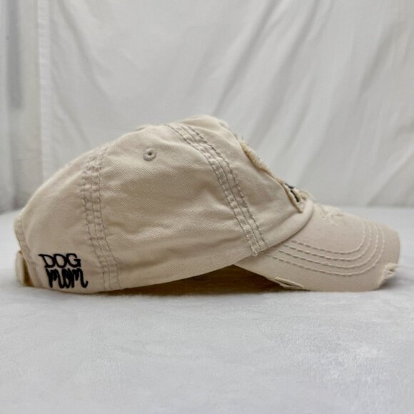 Dog Mom Distressed Adjustable Cap Hat White - Picture 3 of 9